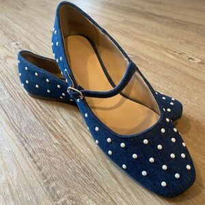 Ann Taylor Navy Polka Dot Flats